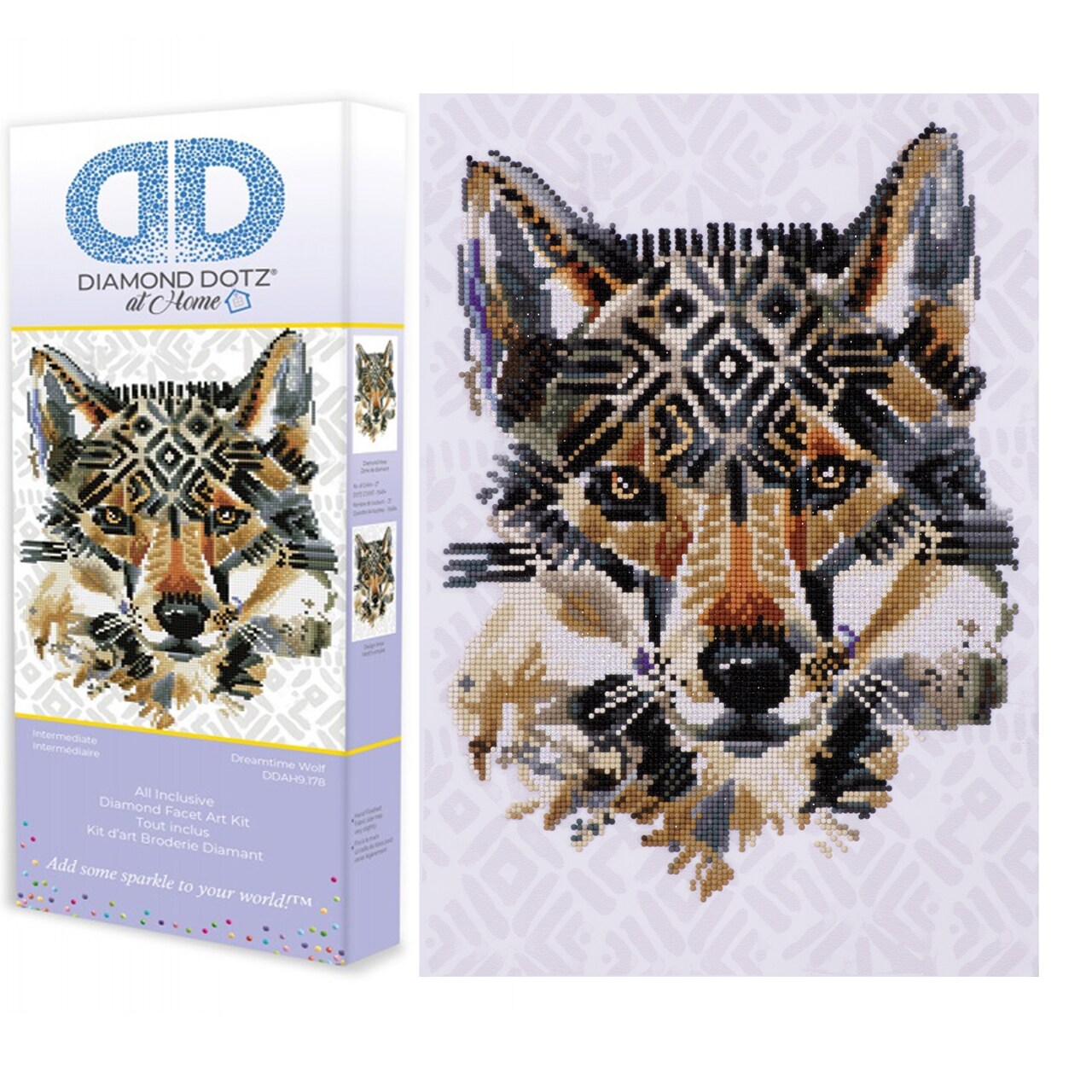 Diamond Dotz at Home - Dreamtime Wolf, Partial Drill, Round Dotz, Diamond Painting Kits, Diamond Art Kits for Adults, Gem Art, Diamond Art, Diamond Dotz, 16"x21"
